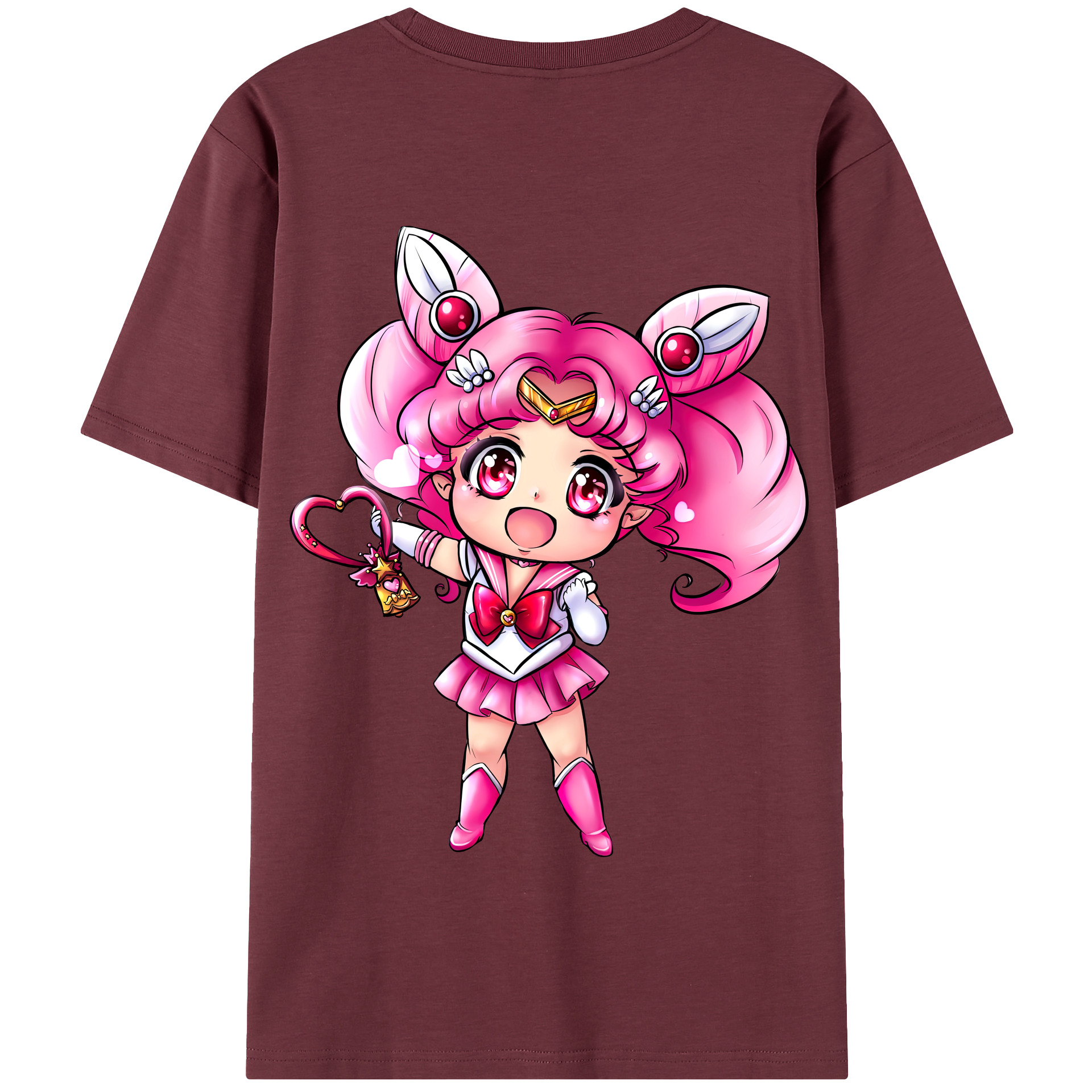 （画像用） 美少女戦士セーラームーン ちびうさ Sailor Moon Chibiusa Tsukino Usagi Small Lady Serenity 綿100％半袖Tシャツ（背面プリント）